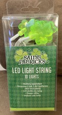 ST. PATRICK S DAY STRING LIGHTS SHAMROCKS LED 10-LIGHTS BATTERY ON/OFF 3-FEET
