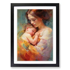 Mother and Baby Contemporary Framed Canvas Wall Art Print Poster Picture
