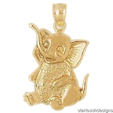 New 14k Yellow Gold Elephant Pendant