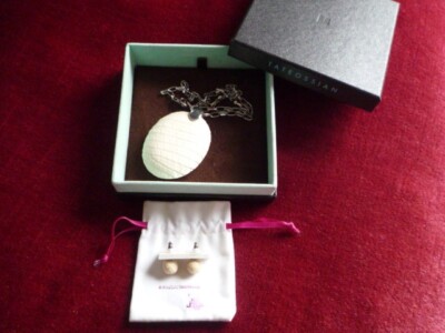Set Kette Tateossian London Kroko Leder Holz NP 540  + Ohrstecker Rochenleder
