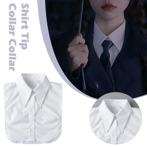 1x White Long Pointed Flat Dickey Collar False-Faux Cotton G1S8 - Picture 2 of 9