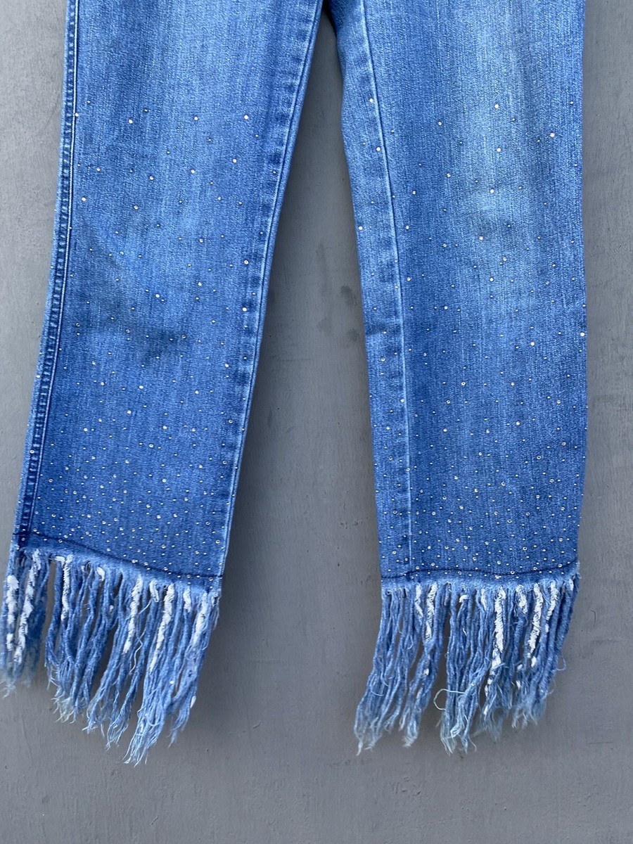 Vintage Fendi Authentic denim fringe set pants with top size