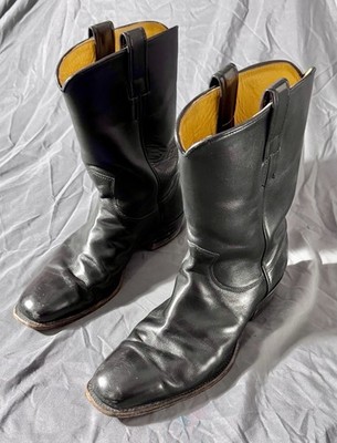 R.M. Williams RARE VINTAGE Black Leather Longhorn Mens Boots - AU 10.5 - US 11.5