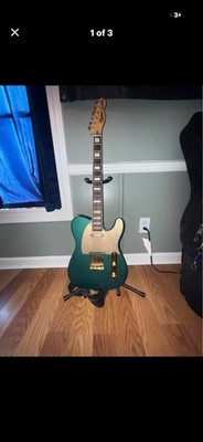 Squier Telecaster Electric Guitar Green Solid Body 6 String Gold Hardware