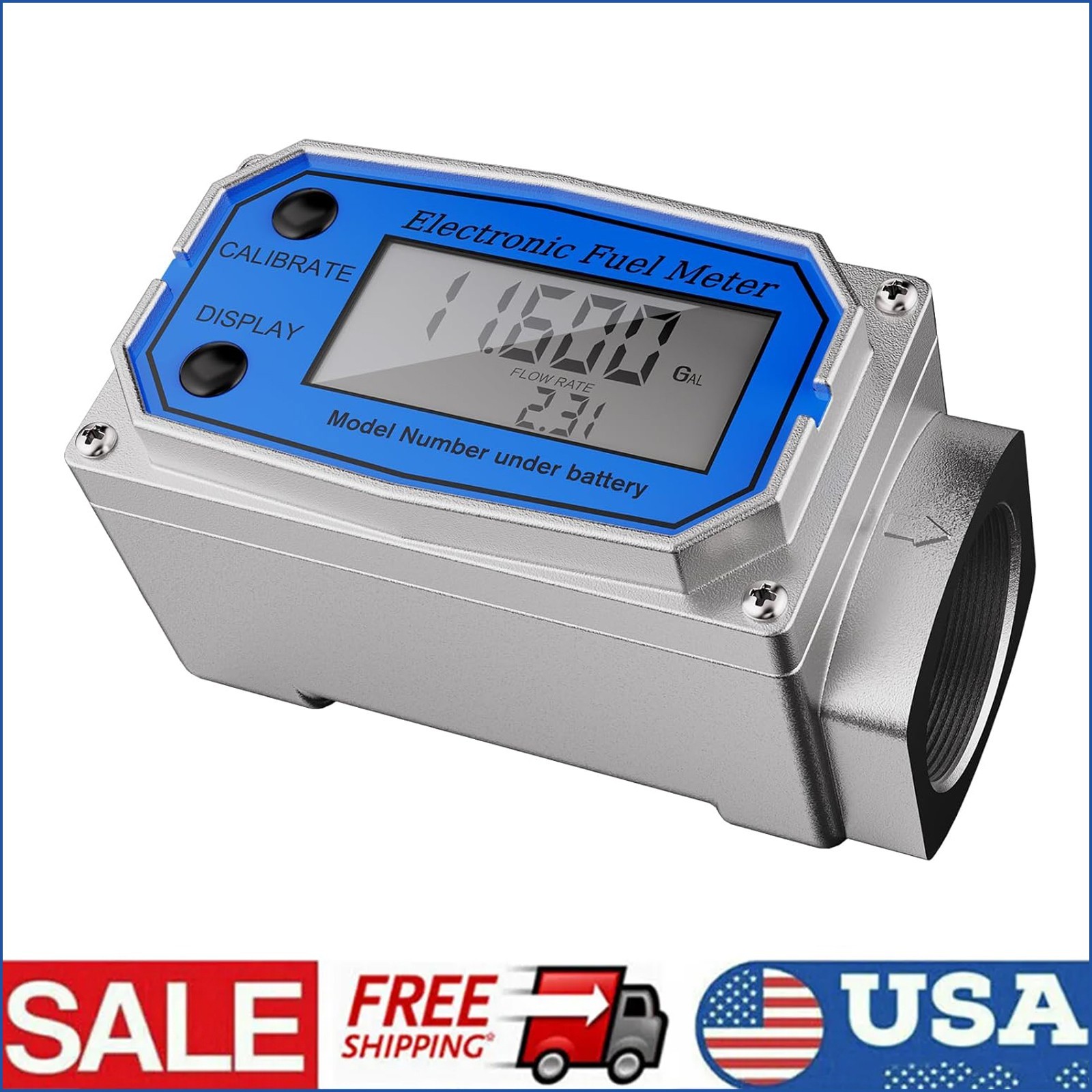 1" Digital Turbine Flow Meter Gas Oil Fuel Pump Flowmeter For Diesel Kerosene