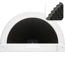 LUCKUP Arch Window Shade Blackout Half Circle Pleated Blinds (Radius: 24") Ha...
