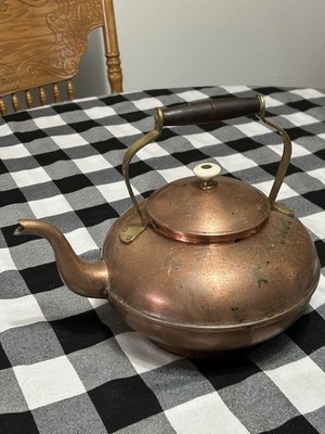 Vintage Copper Tagus Tea Water Boiling Kettle Pot R-57 Long Spout Coffee