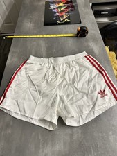 Retro adidas shiny nylon shorts White Red Medium Football Sprinter Vintage Satin