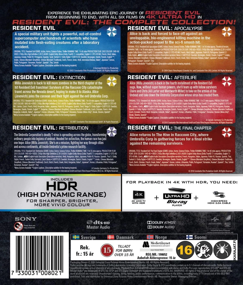 Resident Evil: The Complete Collection (4K UHD Blu-ray) - Image 3 of 3