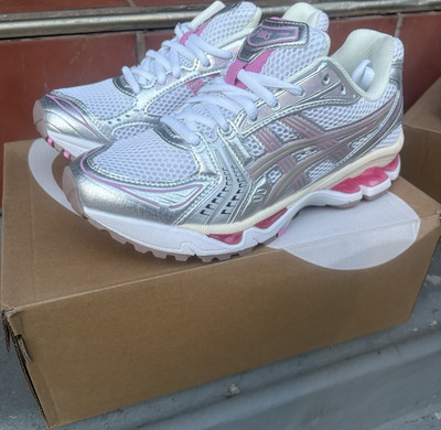 ASICS GEL-Kayano 14 Women s Running Sneakers White/Silver/Pink Mesh 1203A667-100