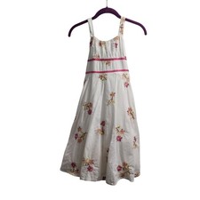 Girls White Embroidered Floral Dress Party Casual Summer Sleeveless T