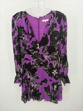 Pre-Owned Parker Purple Size 6 Floral Short Long Sleeve Dress