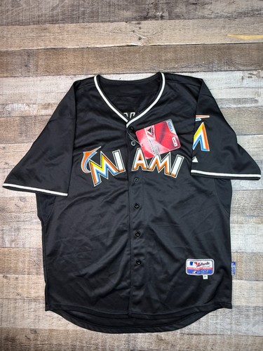 NEW Majestic Miami Marlins Jose Reyes #7 Jersey Mens 48 Baseball CoolBase Black