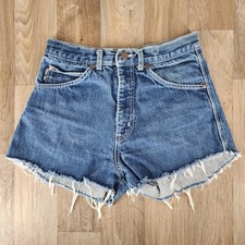 Vintage High Waisted Denim Cutoff Shorts Medium Wash Made in USA Size 31/11