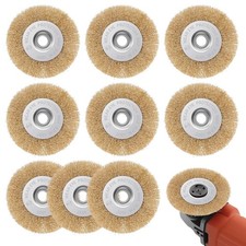 10pcs 4" brass wire wheel brush set, drill grinder, rust removal, cleaning