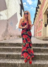 ZARA S WOMAN PRINTED TULLE SCARF MIDI DRESS SS24 5039/136/065 NWT