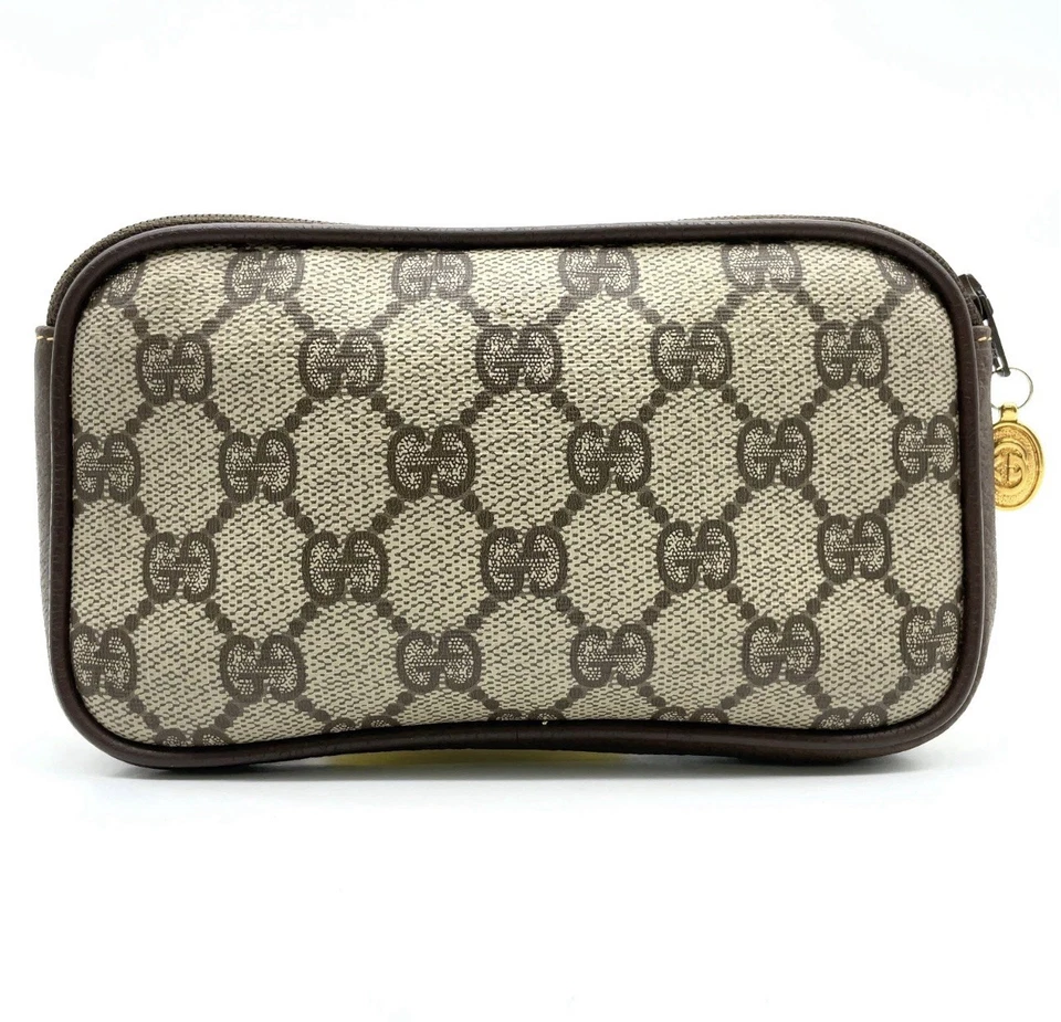 Auténtica bolsa de cuero PVC marrón Gucci GG Supreme Marmont GD Foto 3 de 4