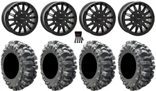 System 3 SB-8 Bdlk 15" Wheels Bk +38mm 30" Bogger Tires Can-Am Maverick R