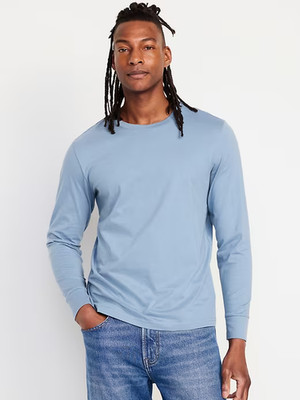 NWT Old Navy Long-Sleeve Crewneck Rotation T-Shirt Tee Shirt Light Blue Men M