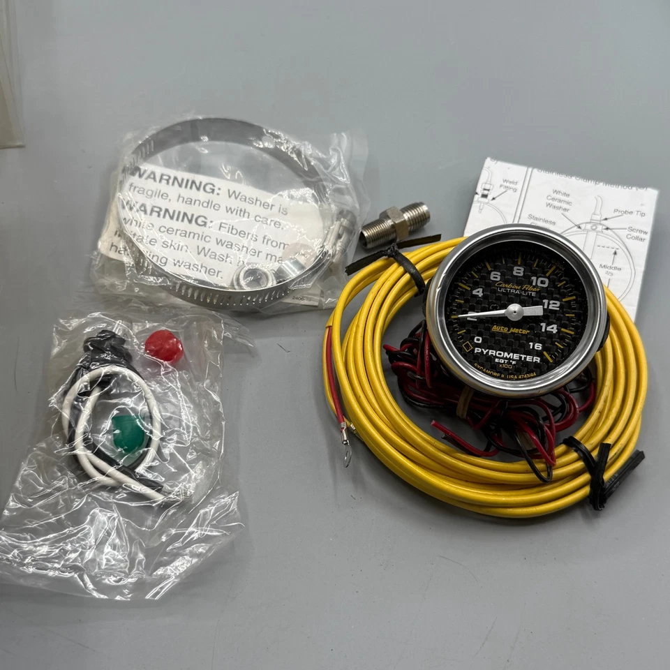 AutoMeter 4744 Pirómetro de Fibra de Carbono Calibre EGT 2-1/16" Barrido Completo Foto 3 de 3