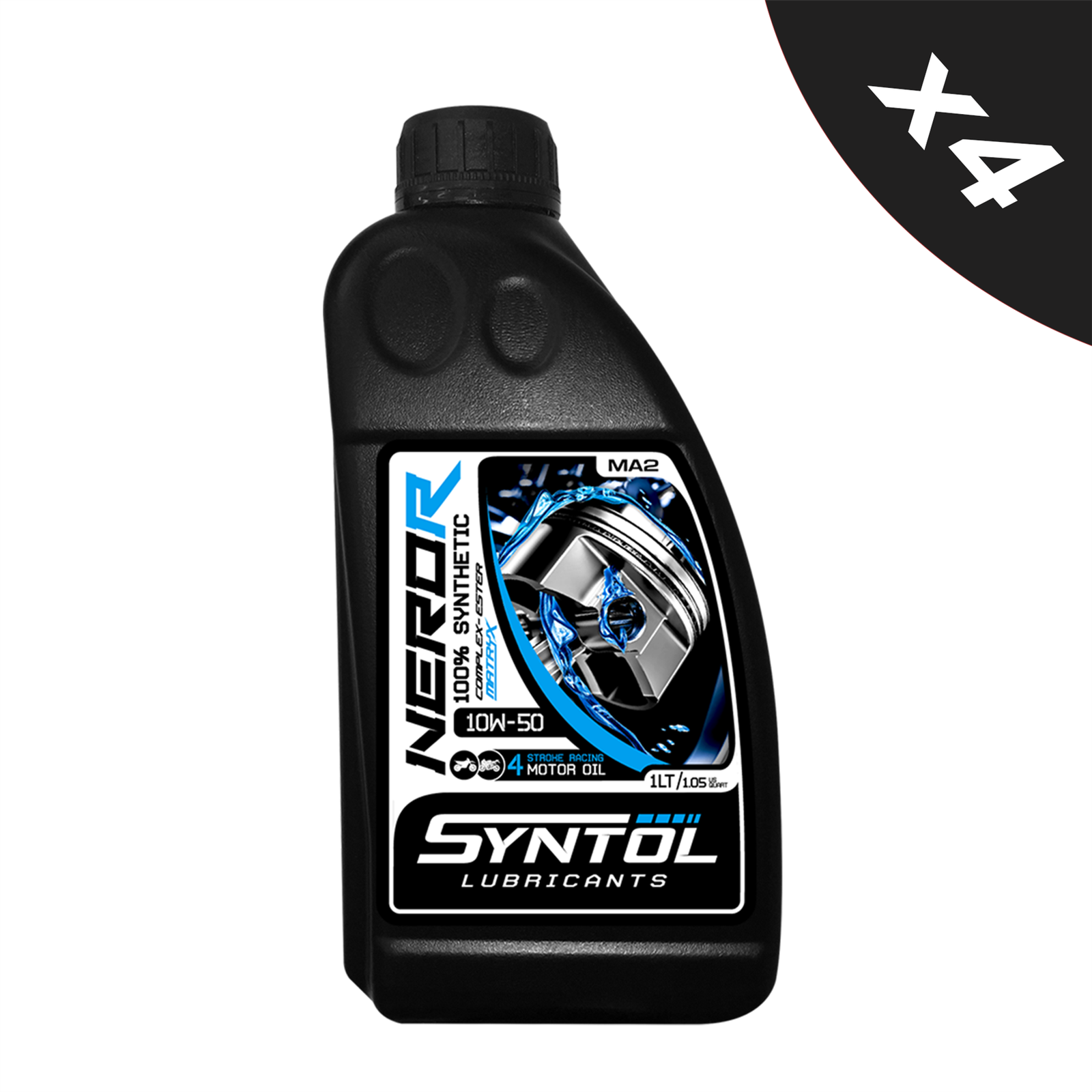 Syntol Nero-R 4T 10W-50 100% Synthetic Racing Motorcycle Engine Oil 4X1l - Image 2