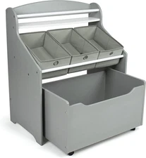 3-In-1 Kids Bookshelf and Toy Storage Organizer, Grey - Toddler Organizers with