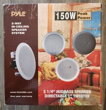 Pyle PDIC51RD 5.25 Inch White Ceiling Wall Flush Speakers Pair, 2 Pk Open Box 