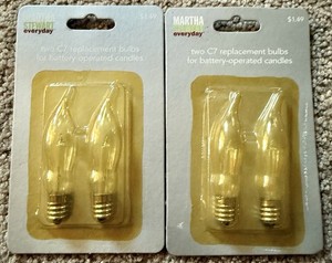 New Martha Stewart Replacement C7 Light Bulbs for Electric Candles Flame Shaped