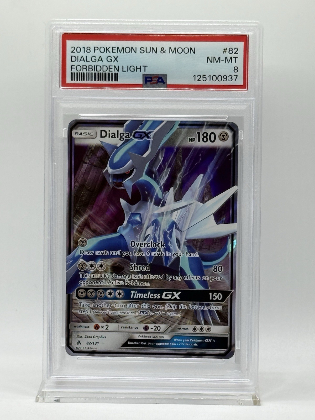 2018 Pokemon Sun & Moon DIALGA GX Forbidden Light #82 PSA 8