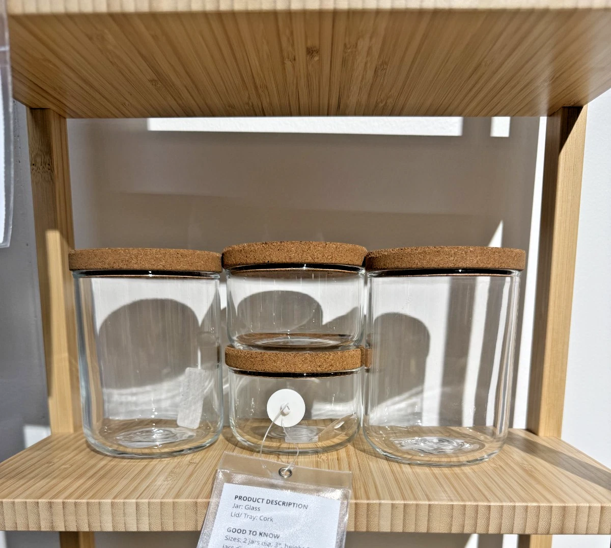 Ikea SAXBORGA Jar with Lid and Tray Set of 5 Glass & Cork 403.918.79 New