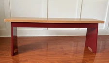 Farmhouse Wood Entryway Bench, 49” Wide, Christmas Cranberry