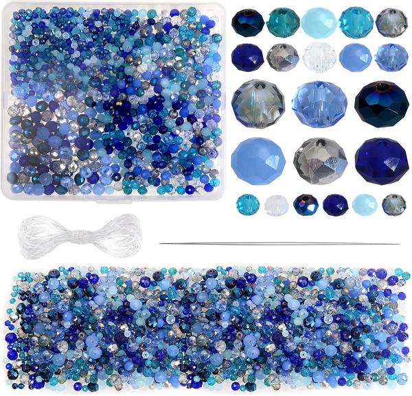 1000 StüCk Facettenperlen Blau 4Mm 6Mm 8Mm Glaskristall Perlen Facettierte Glasp-image
