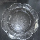 Anchor Hocking Savannah Vintage Clear Glass Embossed Floral Platter