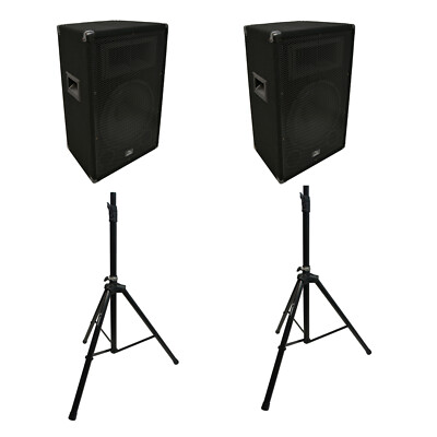 Harmony Audio 12'' Venue Series Passive PA Speakers (2) with Tripod Stands