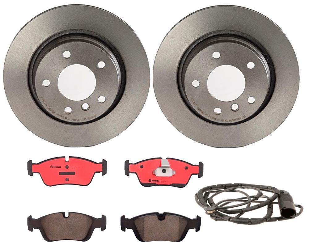 Brembo Rear Brake Kit Ceramic Pads Sensor and Disc Rotors For BMW E46