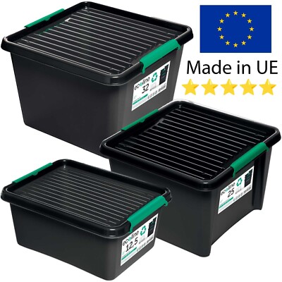 Aufbewahrungsbox Mit Deckel Clips Eco Box Organizer Garage Sortierbox Plastikbox