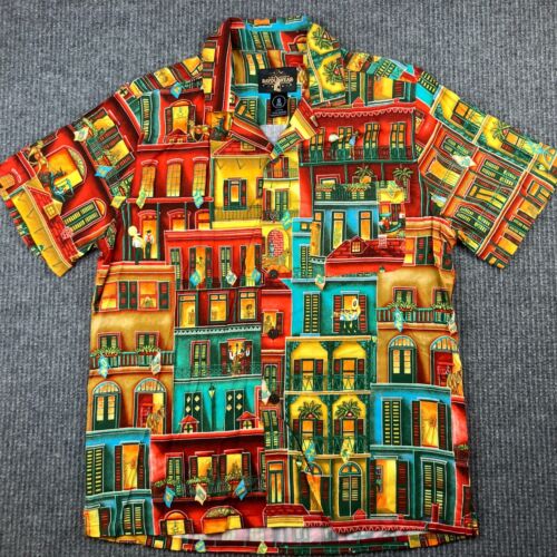 Bayou Wear Shirt Mens Small All Over Print AOP Rayon New Orleans Jazz French