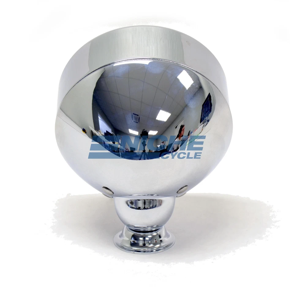 Mini 3.5" Chrome Frenched Rim Spot Lamp Headlight Custom Bottom Mount - Image 4 of 4