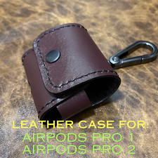 Red handmade leather case for AirPods 1 generation and AirPods 2 generation.
