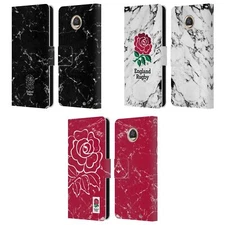 OFFICIAL ENGLAND RUGBY UNION MARBLE LEATHER BOOK WALLET CASE FOR MOTOROLA PHONES