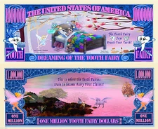 Tooth Fairy Million Dollar Bill Play Funny Money Novelty Note + FREE SLEEVE