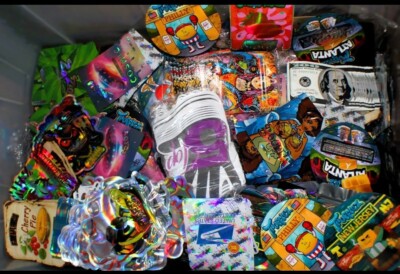 100pc 6 Mix Design Metallic Mylar Foil Resealable Storage Bags 3.5g Craft Bags