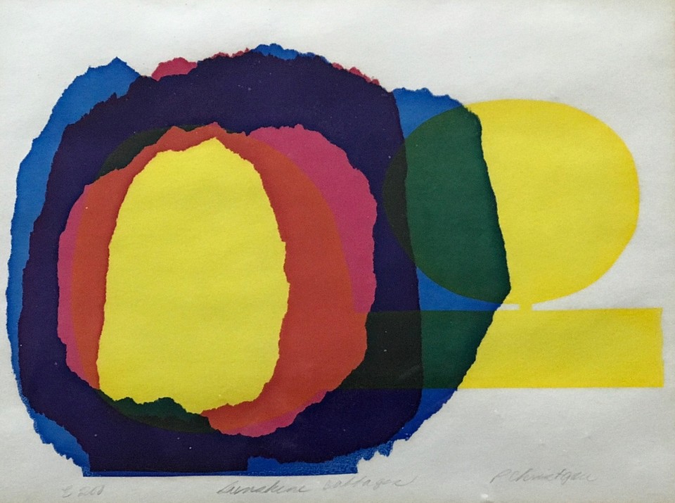 Vtg Abstract Silkscreen Wall Hanging Retro Art Mid Century Modern P. Christgau