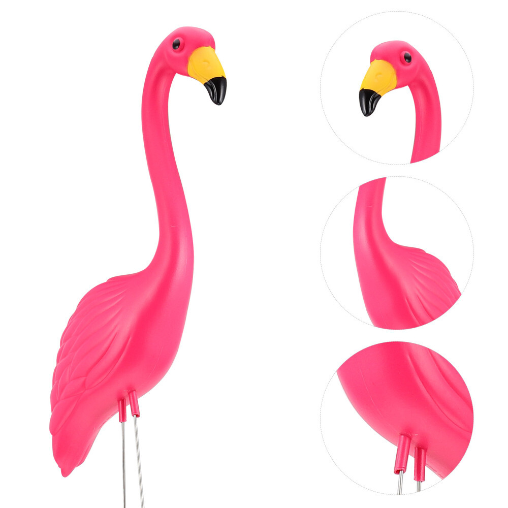 2 Pcs Flamingo Figurines Party Favors Garden Park Decoration Pool