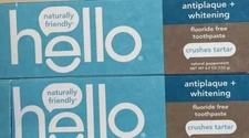 Hello Antiplaque + Whitening Fluoride Free Toothpaste 4.7 oz X 2. SHIPS FREE!!