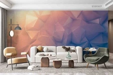 3D Abstract Geometry Purple Pink Self-adhesive Removeable Wallpaper Wall Mural