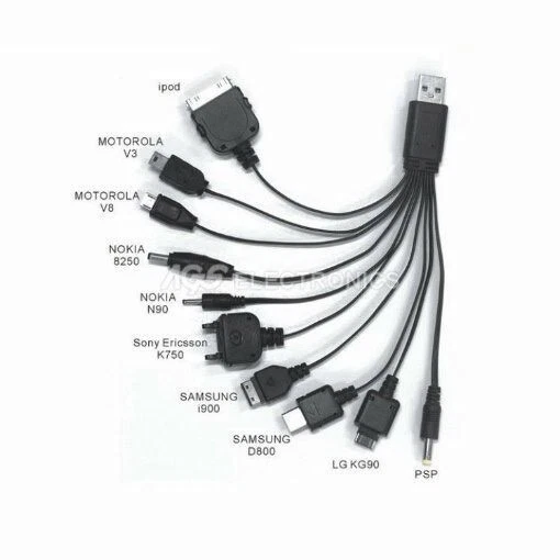 UNIVERSALE Cavo multi connettore UNUVERSALE USB con 10 connettori per Cellulari
