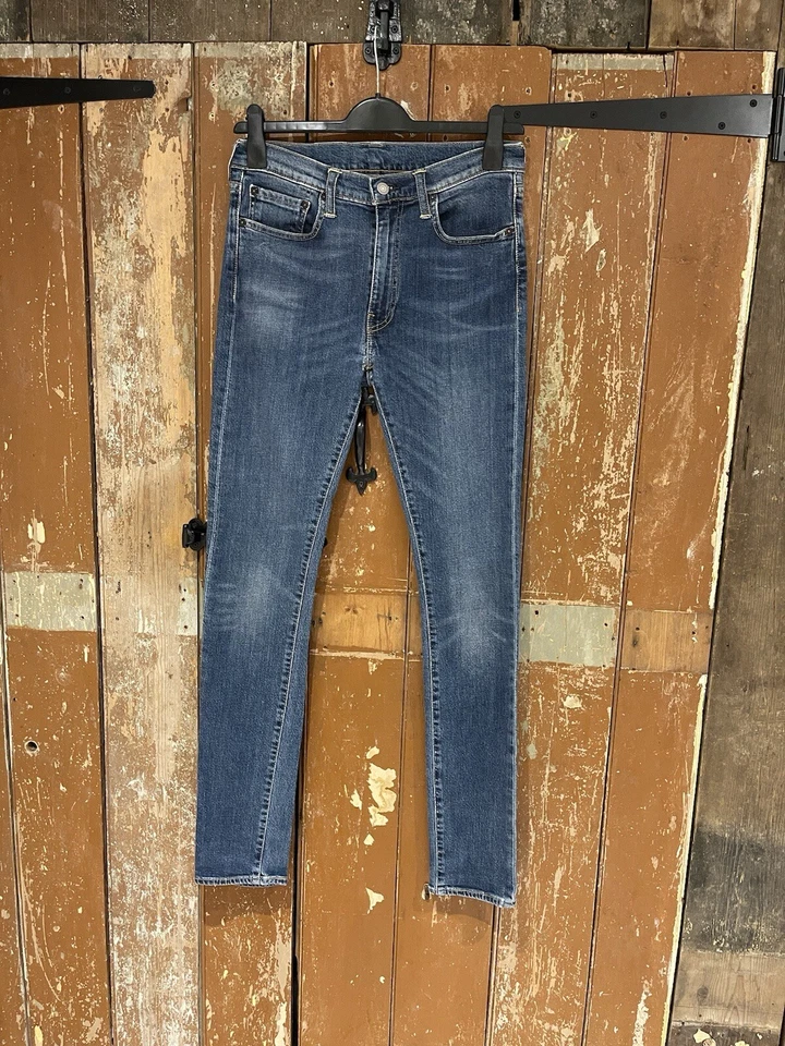 Pantalones de mezclilla Levi's 519 azul mezcla de algodón elástico cremallera logotipo informal para todos los días W33 L34 Foto 3 de 4