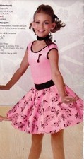 Dance Costume 50's Flavor Sock Hop Costume Felt Skirt Pink Music Note Ad/Child