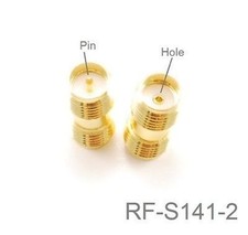 2-Pack SMA Female to RP-SMA Reverse Polarity Female Gold Plated Adapter